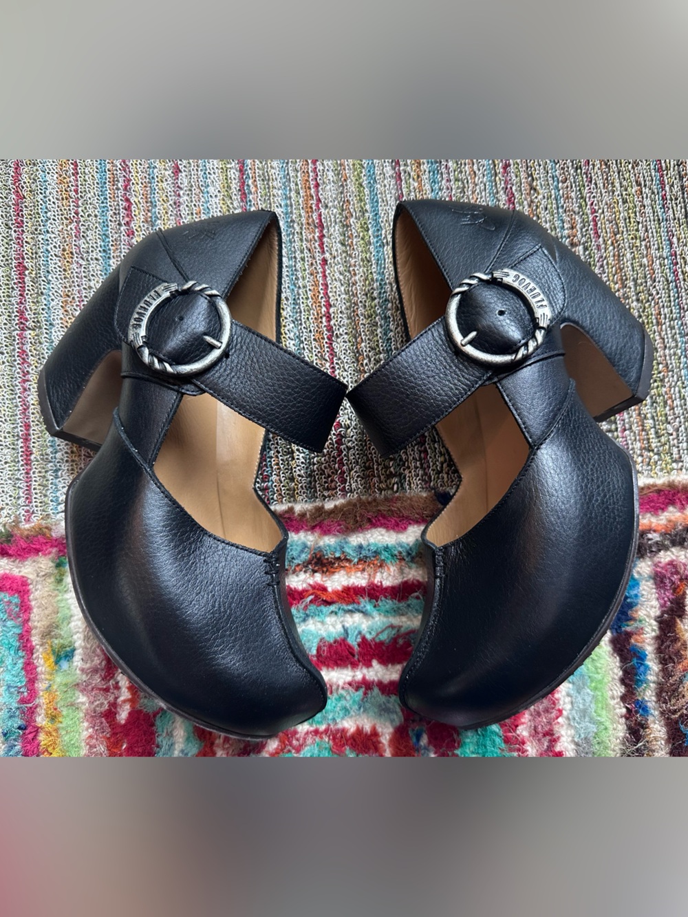 Fluevog NEW IN BOX Prepare Leader black pebbled leather platform MJ heel -10 - Picture 9 of 16